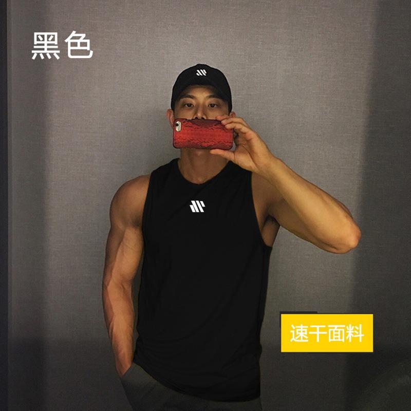 Men Quick Dry Sleeveless Workout Tank Top Crew Neck Gym Muscle Shirt M чёрный