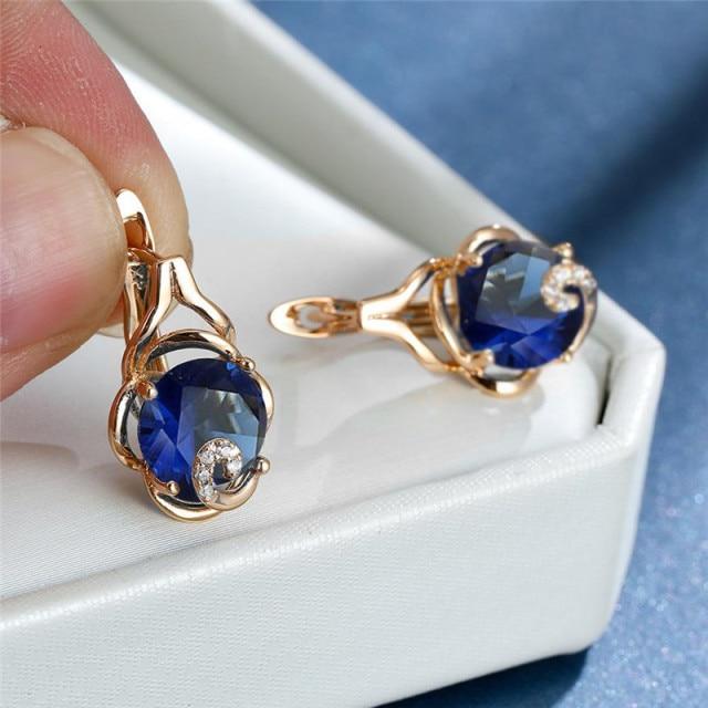 

Серьги с разноцветными кристаллами и круглыми камнями, старинные золотые серьги для помолвки, женские милые серьги-кольца с маленькими цветами для женщин синий
