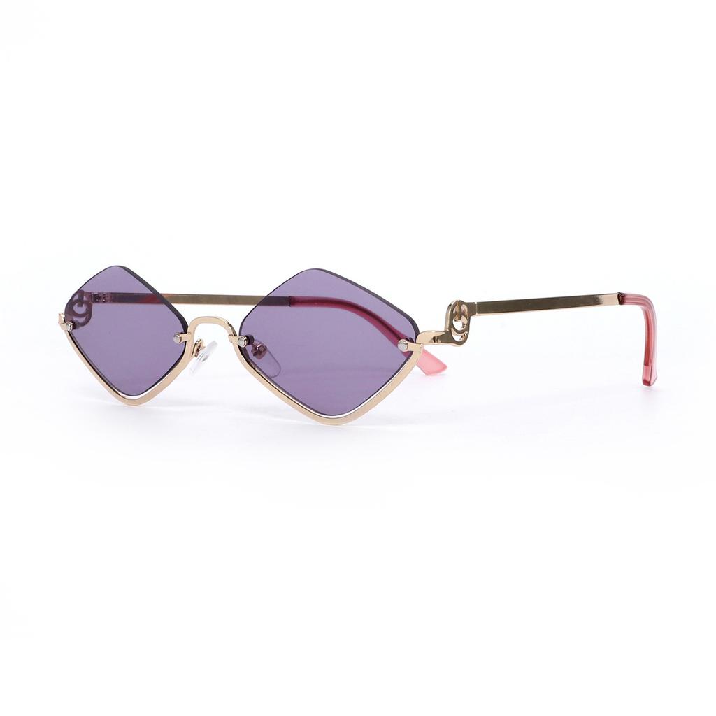 Fashion half-frame rhombus sunglasses metal high-end small frame modern trend catwalk Europe and the United States