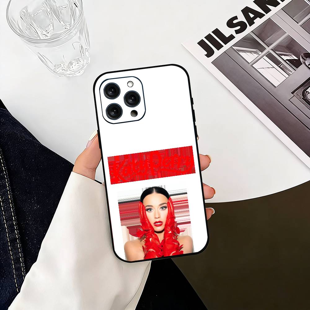 K-Katy Perry Singer Phone Case For iPhone 17,16,15,14,13,12,11 Plus,Pro Max,XS,Soft Silicone Black Cover
