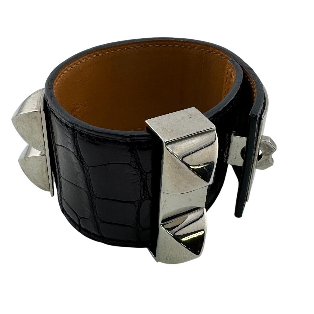HERMES alligator alligator Cory Edssian bracelet black alligator Used