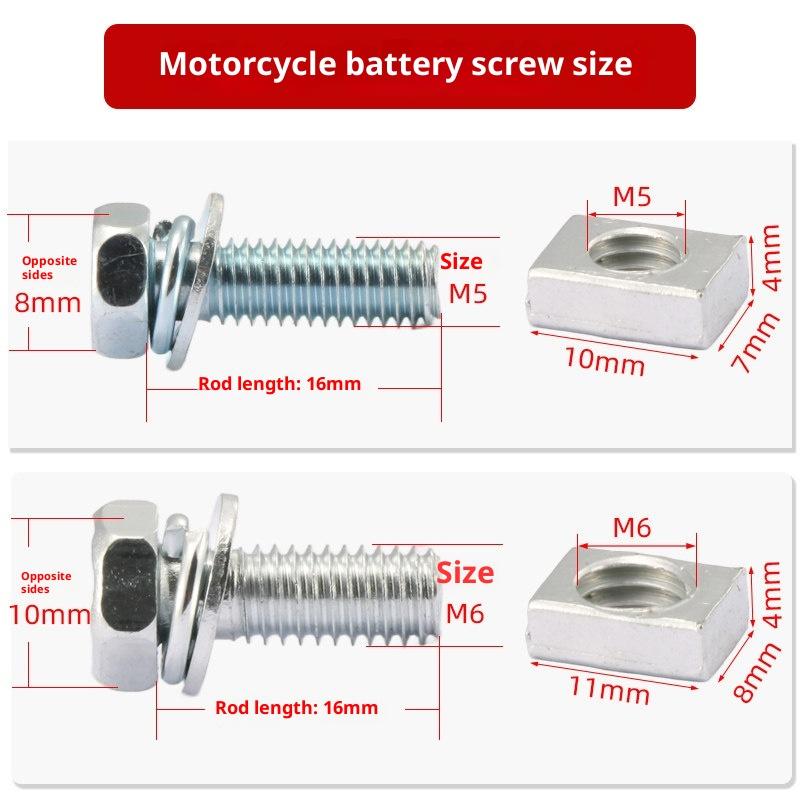 Universal Motorcycle Battery Terminal Nut And Bolt Screws M5X10Mm M6X12Mm For 4Ah 5Ah 6Ah 7Ah Scooter Atv Dirt Bike