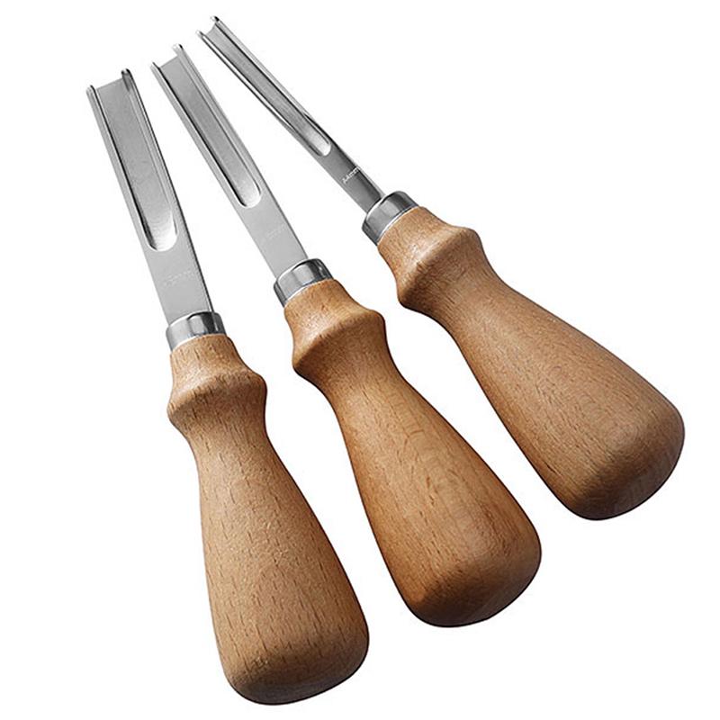 Strumento artigianale in pelle per smussatore di bordi in pelle stile francese con manico in legno