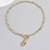 Luxury Fashion Zirconia Snake Design Pendant Necklace Women's Gold Plated Paperclip Chain Jewelry Hot Sales