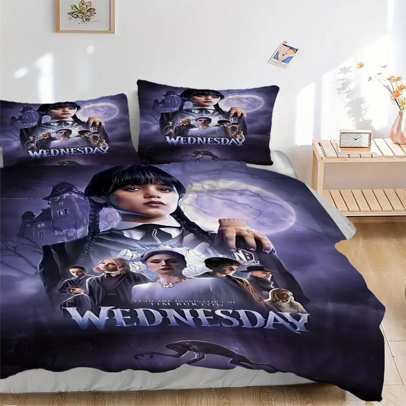 3pcs Wednesday Addams Duvet Cover Set, 1 Duvet Cover + 2 Pillowcases (No Insert), High-Definition Print, Home & Dorm Set yy251208070