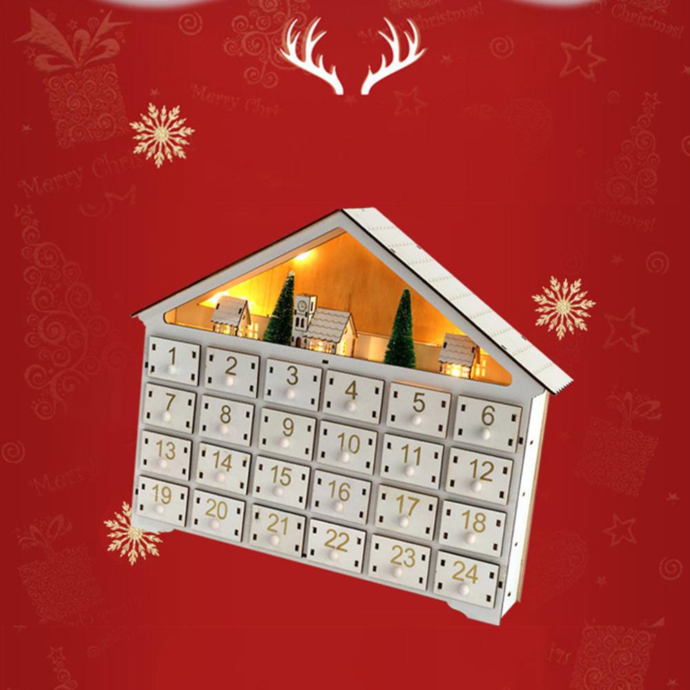 Christmas Wooden Advent Calendar With 24 Drawers House Pine DIY Countdown Calendar Multi Purpose Craft Storage Box