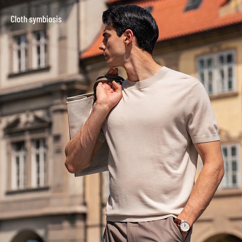 Mr. Bu Men s Machine Washable Short Sleeve Merino Wool Top L (175)