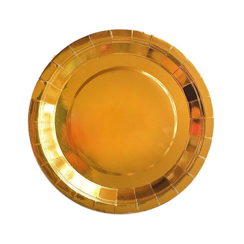 Gold Party Tableware Set: Rose Gold Plates, Cups, Straws, and Cake Dishes