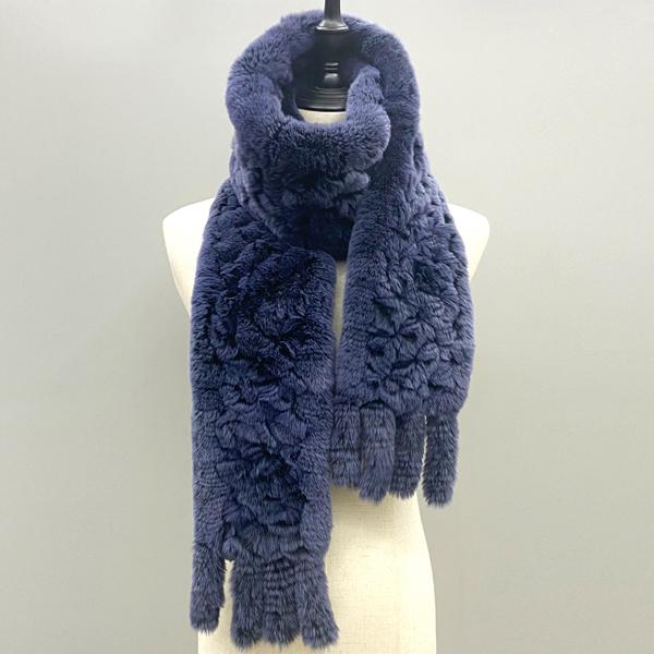 Natural Fur Scarf Fluffy Long Shawl Genuine Rex Rabbit Fur Hand Knitted Stylish Women Scarves In Winter Shawls 180cmx13cm