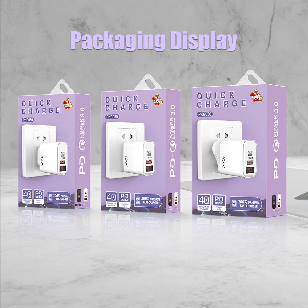 Digital Display Type-C and USB Charger with Screen - Smart EU/US Charging Head