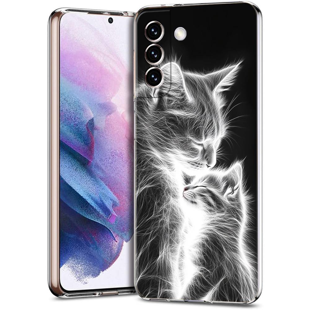 Transparent Phone Case Cover for Samsung Galaxy S25 S24 S23 S22 S20 S21 FE Ultra S24 S23 S10 S10E Plus 5G Proud Cat Pattern Bags