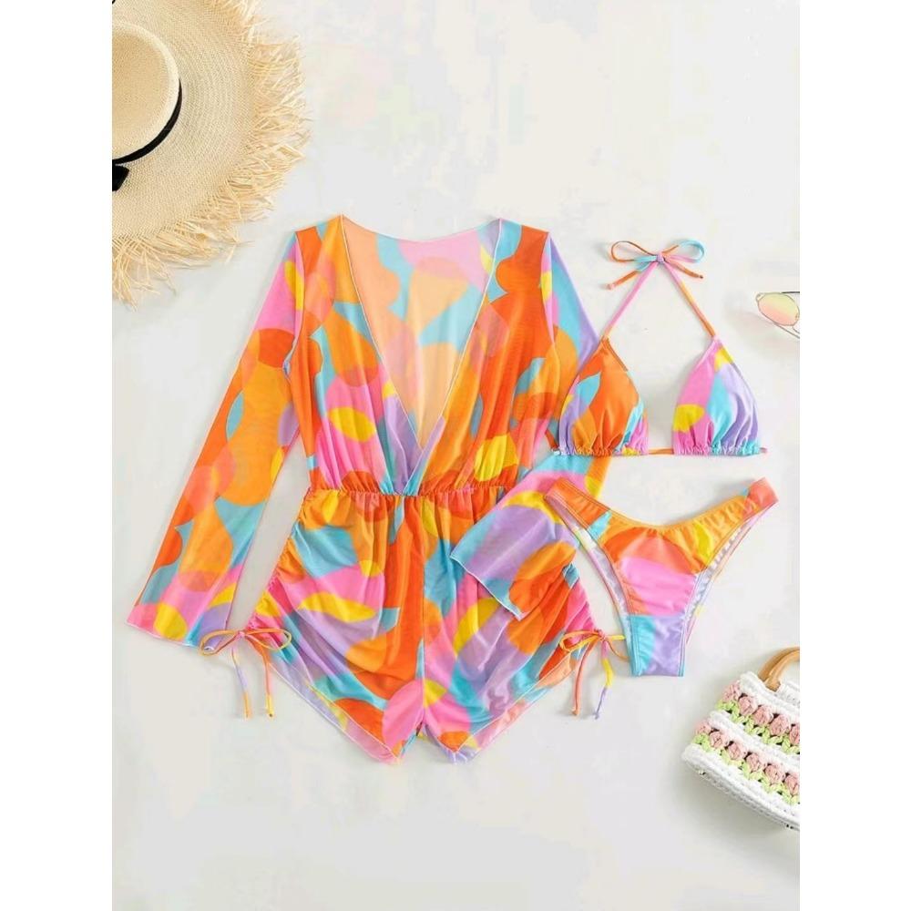 

Купальник цельный с длинным рукавом сетчатая блузка бикини купальник из трех частей XL оранжевый