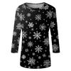 Women's Fashion Casual Christmas Tree Printed Round Neck Three-Quarter Sleeve T-Shirt Top