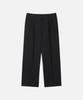 DRAW FIT Double-Pleated Elastic Wide Linen Slacks [Black]