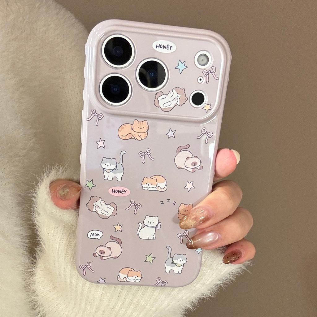Suitable for Apple 17promax Mobile Phone Case Iphone16 Cute Cat 15 Anti-fall 13 Soft 12 Korean Style High Quality