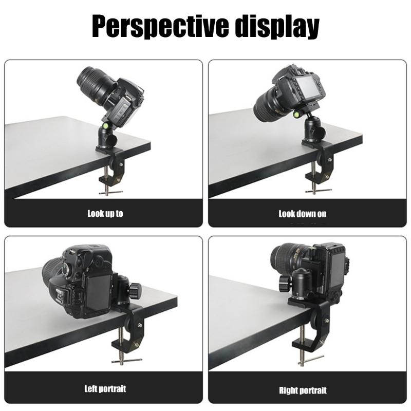 Aluminum Desktop Clamp C Clamp for Camera Tripod Head with 1/4Inch Connection Adapter Desk Mount Clamp