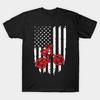 Men Black Print T-shirt Mountain Bike American Flag 4Th Of July No-Cut Transfer Paper Print Cotton Tshirt