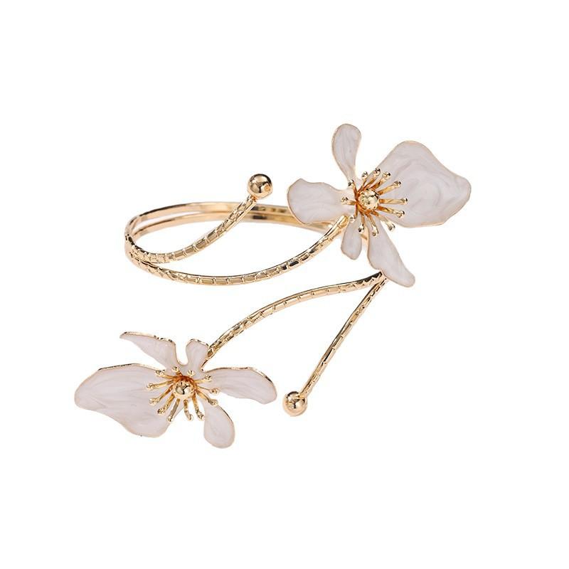 Stylish and sexy floral open-face bracelet perfect for everyday wear holidays and parties; adjustable bracelet
