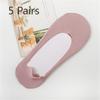 5 Pairs of Women's Summer Thin Solid Color Ice Silk Invisible Silicone Non Slip Socks