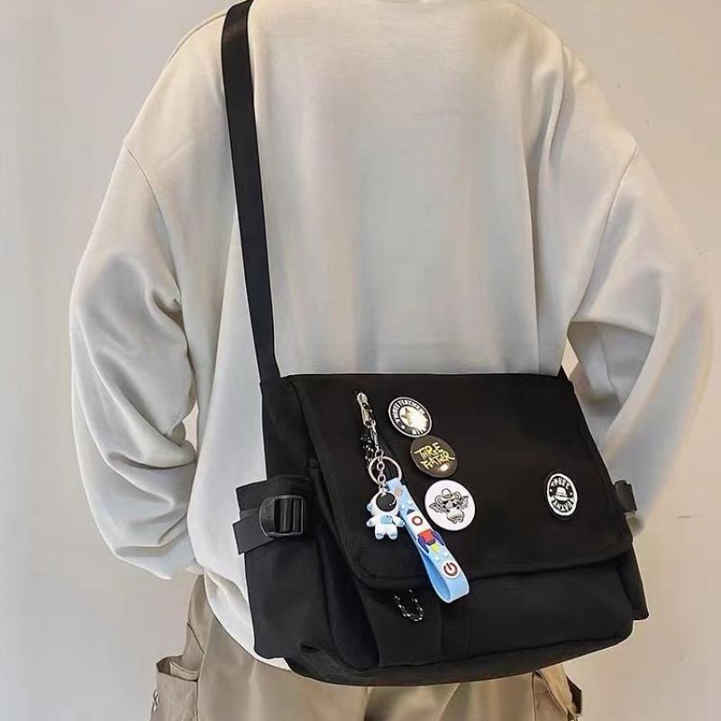 Trendige Nylon-Crossbody-Tasche für Herren, große Kapazität, japanischer Stil, Messenger Bag, lässige Schultertasche im Harajuku-Stil, Sac Bags