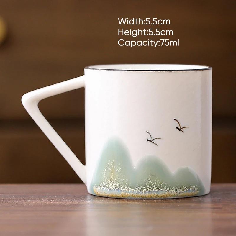 1pcs Chinese Style Mountain Ceramic Kung Fu Tea Cup Creative Pottery Espresso Cups Porcelain Coffee Cup Afternoon Teacup