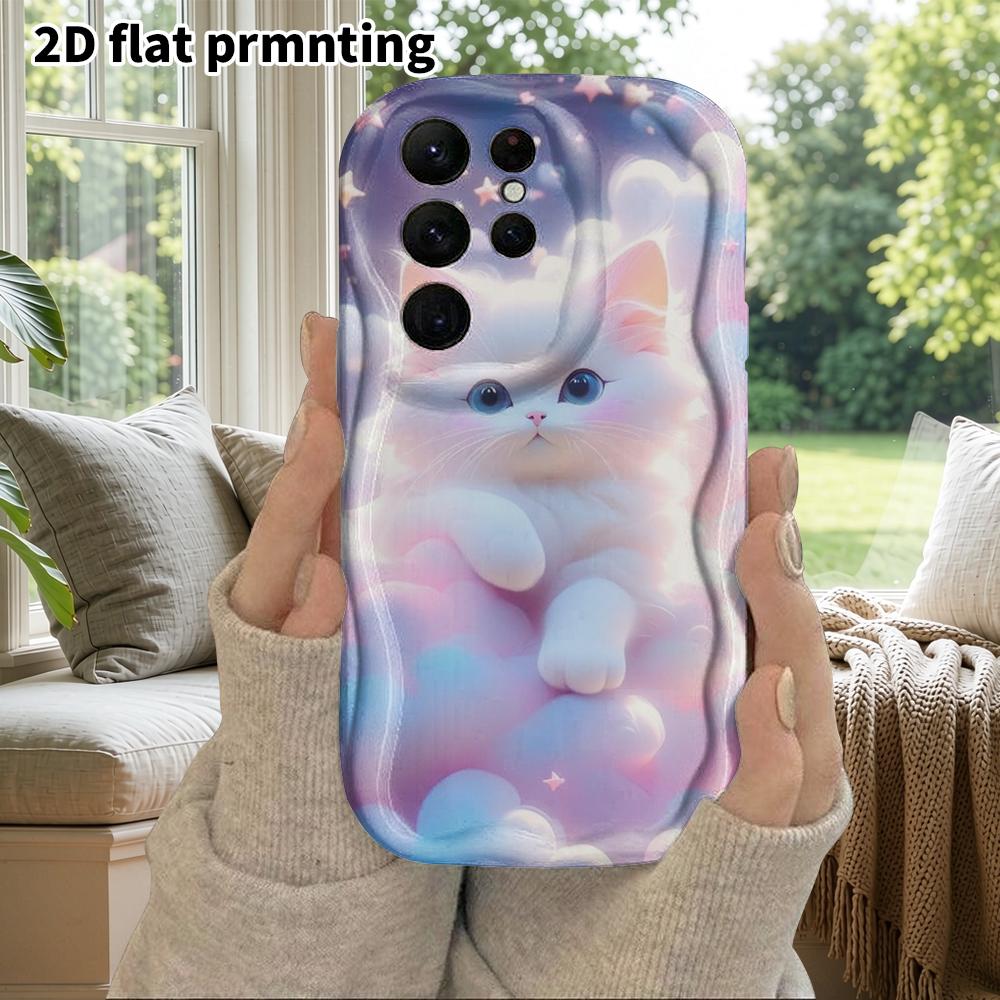 Phone Case: 2D Flat Samsung Galaxy A34 A35 M05 M06 S20 S22 S21 FE Plus 5G Protective Case, Couples Style, Cloud Cat, Christmas and Halloween Gift