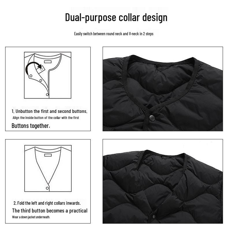 Men's Lightweight Down Jacket - Dad's New 2025 Autumn/Winter Round-Neck Inner Wear