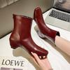Retro NEW 2025 Autumn Winter  Boots Women's Simple Square Head Thi Heel High Heel ort Boots Ele ort Boot