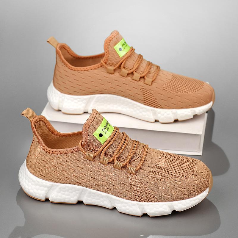 

Large size shoes Seventeen-color couple popcorn bottom breathable mesh versatile casual fly-woven sports shoes 39 хаки