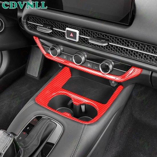 Steering Wheel Strip Panel Cover Trim 1X For Honda HR-V -24 Red Carbon Fiber