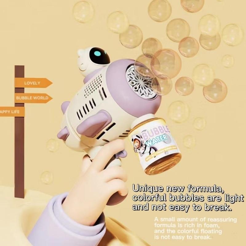 Purple Bubble Machine for Children Automatic Bazooka Bubble with Light Bubble Blower for Kids Soap Bubble Outdoor Toys Spaceman
