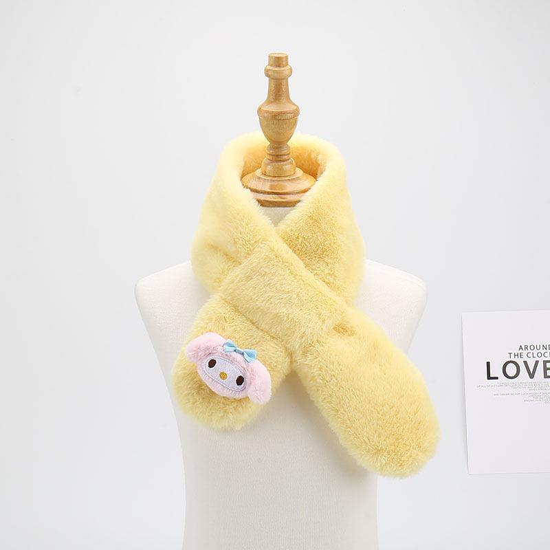 2025 Korean-Style Parent-Child Plush Scarf for Kids - Faux Rabbit and Mink Fur, Warm for Autumn/Winter Boys & Girls