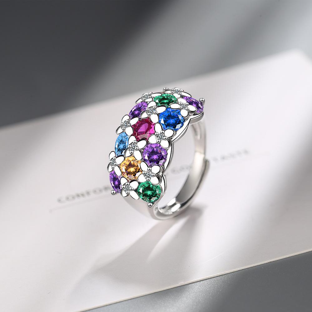 Copper Fashion Trend Colored Zircon Black Gold Ring Birthday Party Anniversary Gift