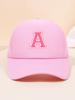 1pc Kid's 26 Alphabet Baseball Cap, Fashion Versatile Casual Sun Hat,Pink Mesh Breathable Trucker Cap, Suitable For Girls