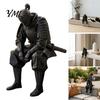 Unique Resin Sculptures for Table 3D Printed Contemplative Warrior Figurine, Seated Edge Sitting Statue, Zen Style Room Decorations Desktop