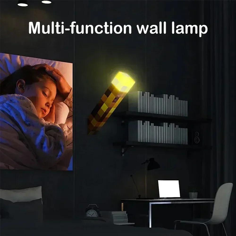 Lampe Torche MC Game Brownstone Figurine 4 Couleurs LED Veilleuse Décorative Lampe de Table Chambre Recharge USB avec Boucle Jouet Cadeau pour Enfants