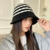 New Fisherman's Hat Hollow Contrast Color Stripe Knitted Sun Hat Spring and Summer Knitted Breathable Basin Hat Women's Korean Bucket Hat
