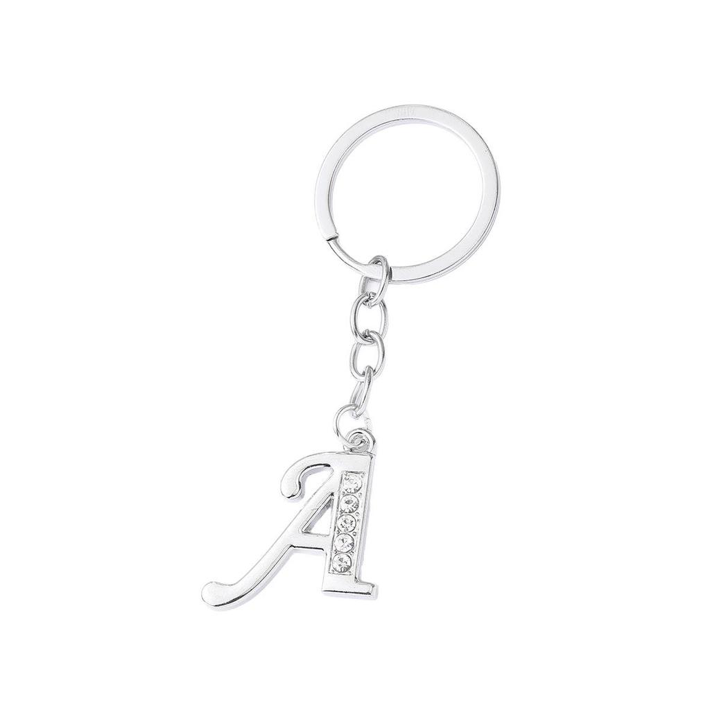 Creative Rhinestone Initials Metal Keychain – Korean Style Car Keyring Party Gift.