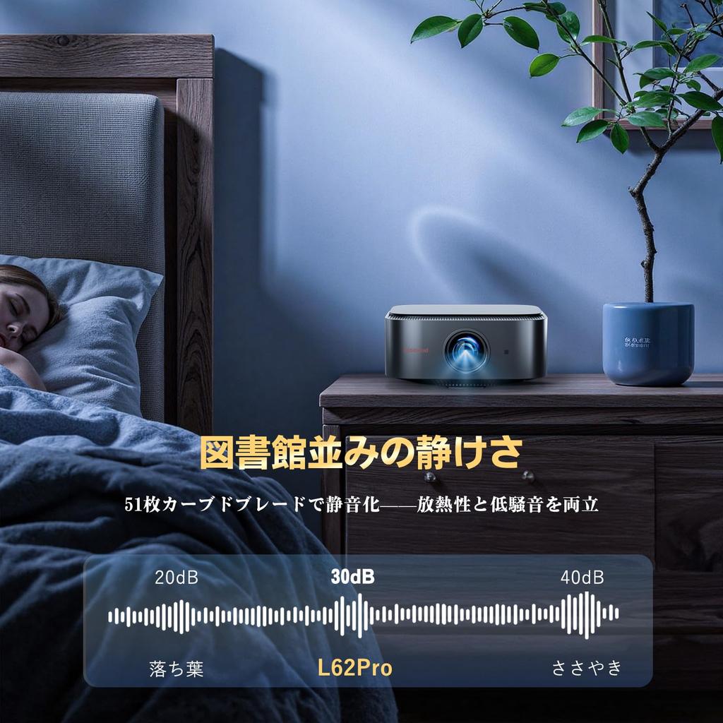 Lisowod L62Pro Projector TV 14 Compact Home Automatic Keystone Keystone WIFI Bidirectional Bluetooth Quiet Motorized HiFi Compatible with and Includes
