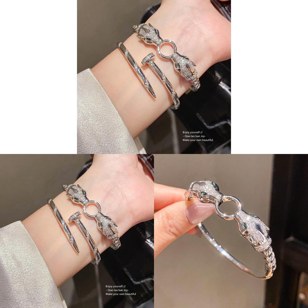 Wolf 18k Gold Plated Zircon Ring Bracelet For Fashion Women