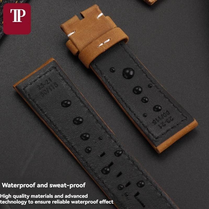 23mm Vintage řemínek pro Zenith Pilot 29.2430 Bronzový řemínek z hovězí kůže pro letce Retro matný pásek Náhradní náramek Černý Hnědý