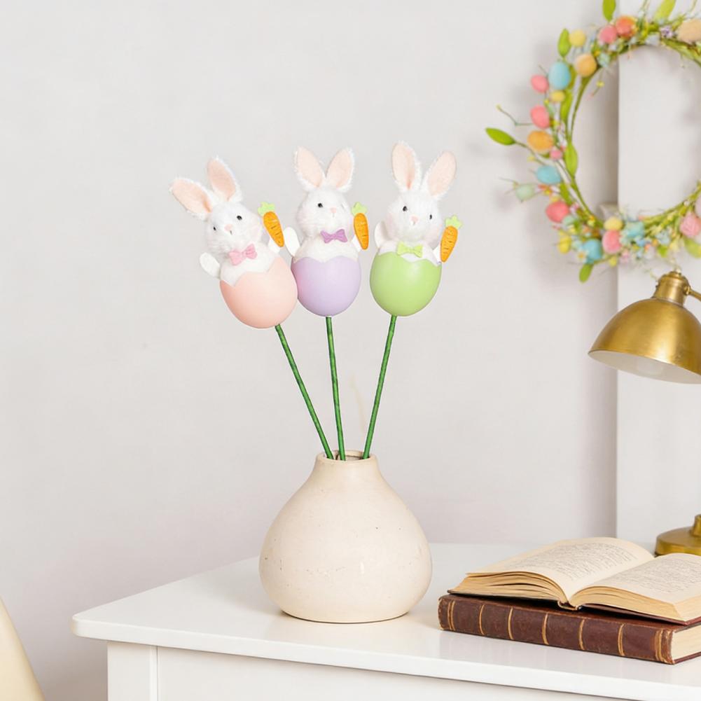 Easter Bunny Picks with Pastel Eggs DIY Floral Arrangement Decor Cute Spring Party Decoration for Home Centerpiece