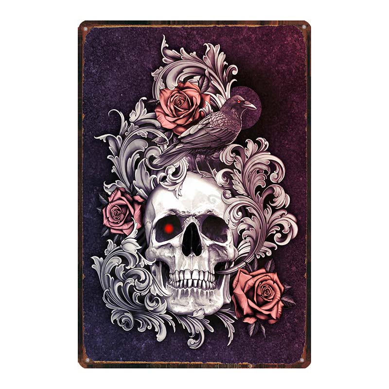 YZFQ  Sugar Skull Plaque Metal Vintage Horror Tin Sign  Wall  Bar Restaurant Home Art Cinema Tattoo Shop Decor Poster DU-7291B