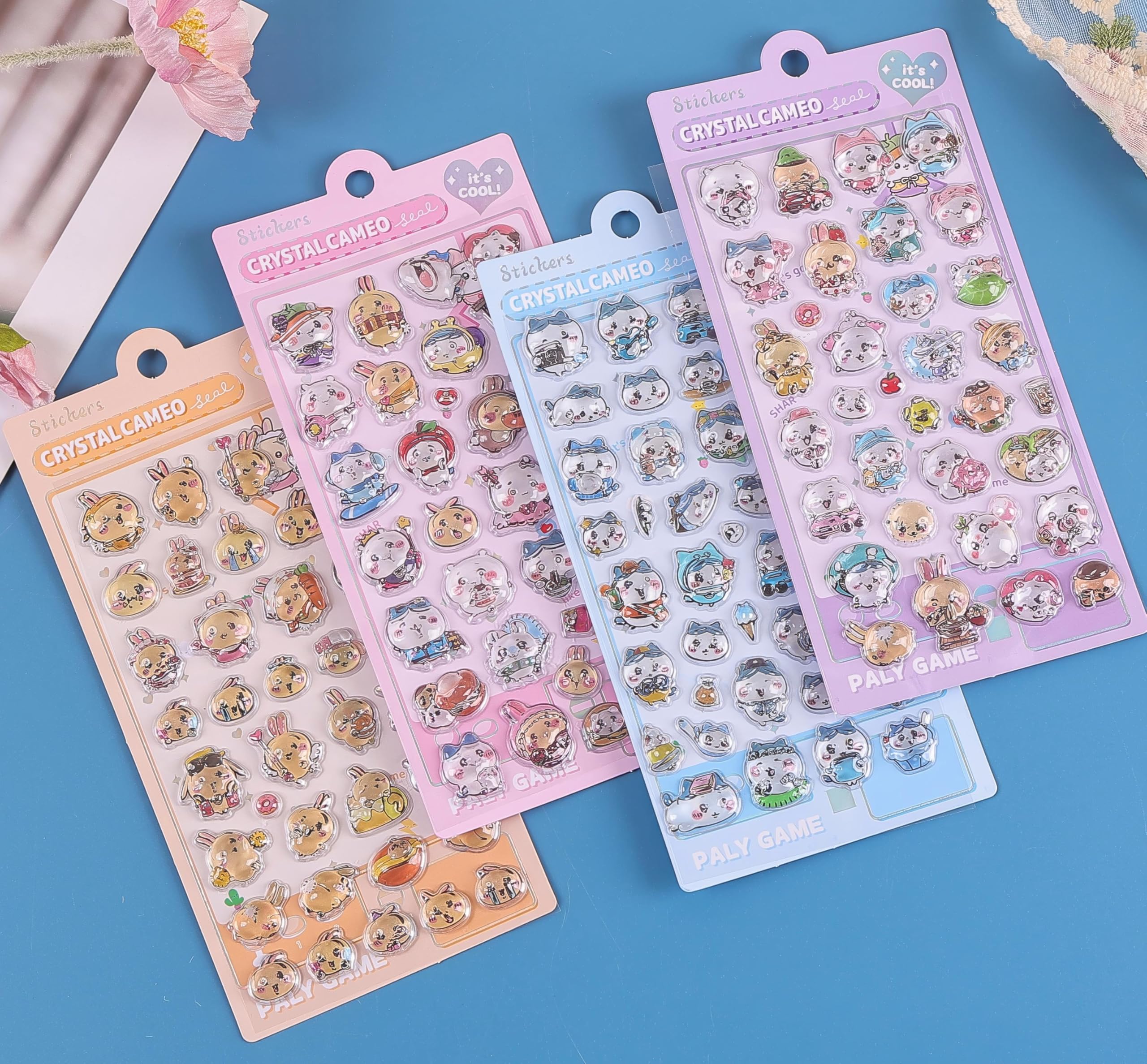 

Honlackfu 3D Sticker ChiiKawa 3D Embossed Cute 4-Piece Set Decorative Stickers for Girls Christmas Birthday Gift Phone Notebook Diary Craft Supplies