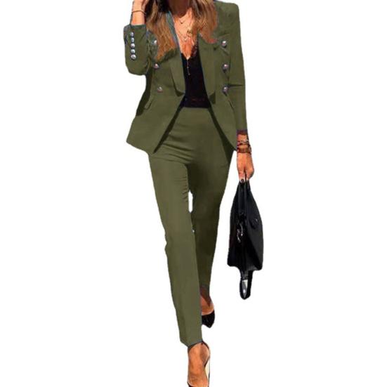 Women's Dressy 2 Piece Business Set Long Sleeve Blazer And Pencil Pant Set Casual Office Work Outfit