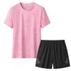 Ice Silk Summer Quick Dry Casual Running Fitness Suit Ladies Short Sleeve T-Shirt Shorts Two-Piece Set Women Sportswear