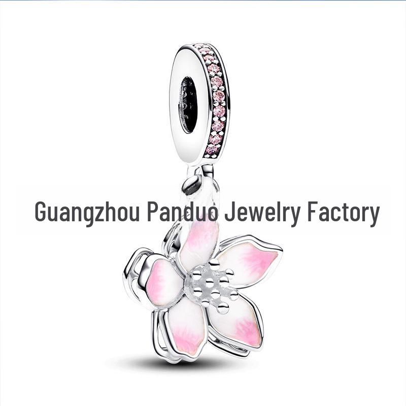 Panjia Dora 925 Silver-Plated Copper Love Rose Bead Pendant - Valentine's Day 2024