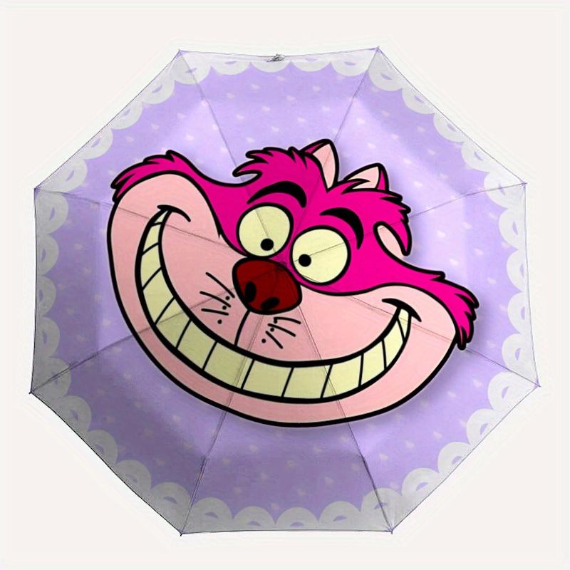 

1pc Cheshire Cat Automatic Umbrella Durable Iron Frame & Plastic Handle, Sturdy Construction, Playful Design yy250822029