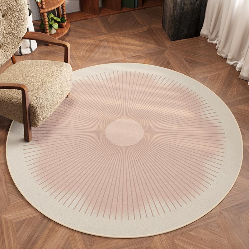 Cream Style Living Room Decoration Round Carpet Light Luxury Rugs for Bedroom Home Soft Floor Mat Anti-slip Washable Bedside Rug