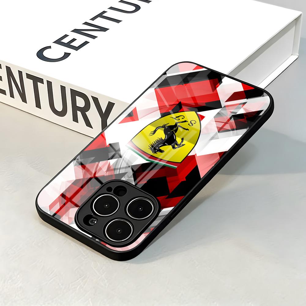 F-Ferrari S Auto Logo Handyhülle Für IPhone 17 Pro Max 16 15 14 Pro Max 13 11 X Xs Xr 8 7Plus Glasabdeckung